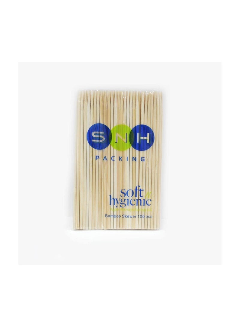 SNH Packing Bamboo Sticks Wooden Skewers Sticks 14cm Strong For BBQ Barbecue, Kebab, Marshmallow, Roasting, Chocolate Fountain, Campfire Fondue 100 Pieces. - Image 1